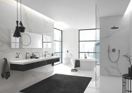 Podometna termostatska armatura za tuš Grohe Grohtherm smartcontrol v izvedbi brushed hard graphite.