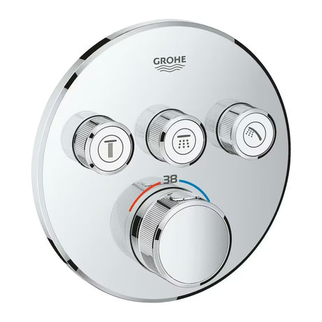 Podometna termostatska armatura za tuš Grohe Grohtherm smartcontrol v krom izvedbi s tremi ventili