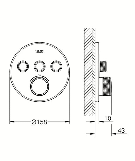 Podometna termostatska armatura za tuš Grohe Grohtherm smartcontrol v izvedbi krtačeno Warm Sunset
