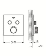 Kromirana podometna termostatska armatura za tuš Grohe Grohtherm smartcontrol s tipkovnim upravljanjem