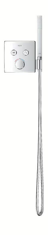 Podometna termostatska armatura za tuš Grohe Grohtherm smartcontrol v kromiranem oglatem dizajnu.