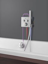 Podometna termostatska armatura za tuš Grohe Grohtherm smartcontrol v kromiranem oglatem dizajnu.