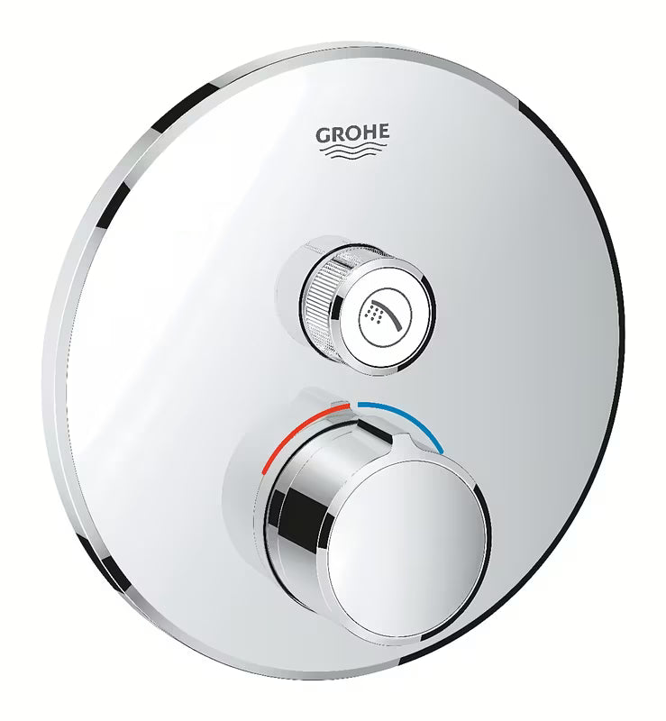 Podometna termostatska armatura za tuš Grohe Smart Control v krom izvedbi z okroglo rozeto