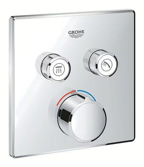Podometna armatura za tuš Grohe Smart Control v krom izvedbi z upravljanjem smartcontrol in dvema izhodoma.