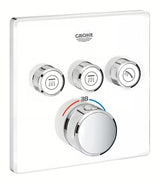 Podometna termostatska armatura za tuš Grohe Grohtherm smartcontrol v barvi Moon White s tremi ventili