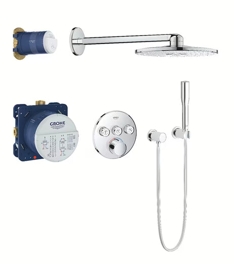Podometni tušni sistem Grohe Smart Control v kromu z nadglavno prho Rainshower in ročno prho