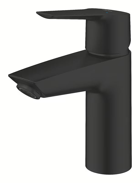 Mat črna armatura za umivalnik Grohe Start 2021 z ročnim upravljanjem in gladkim ohišjem.