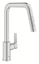 Armatura za Pomivalno Korito Grohe Start 2021 v izvedbi supersteel z visokim vrtljivim izlivom in izvlečno prho.