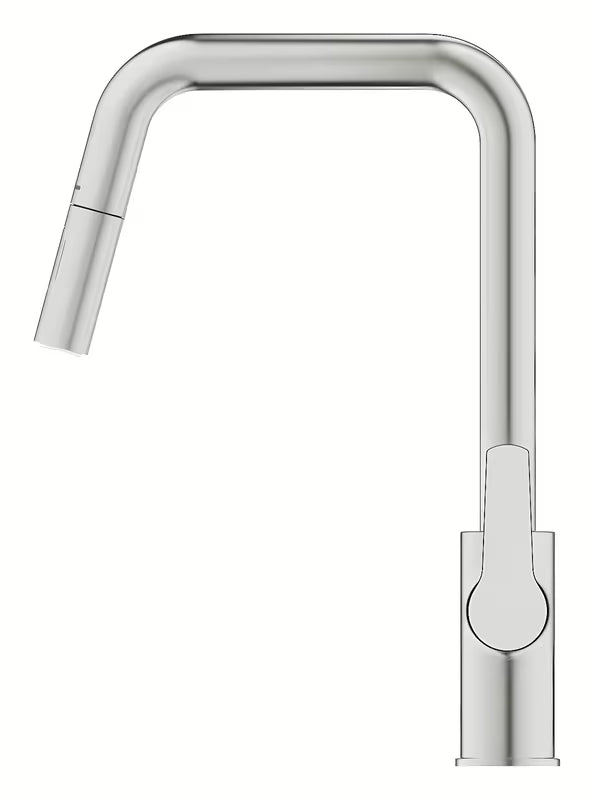Armatura za Pomivalno Korito Grohe Start 2021 v izvedbi supersteel z visokim vrtljivim izlivom in izvlečno prho.