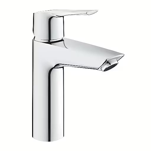 Kromirana enoročna armatura za umivalnik Grohe Start s click-clack-odtokom z varčnim perlatorjem