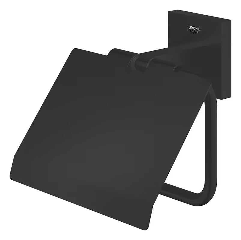 Grohe Start Cube držalo za toaletni papir s pokrovom v mat črni barvi s skritim pritrjevanjem