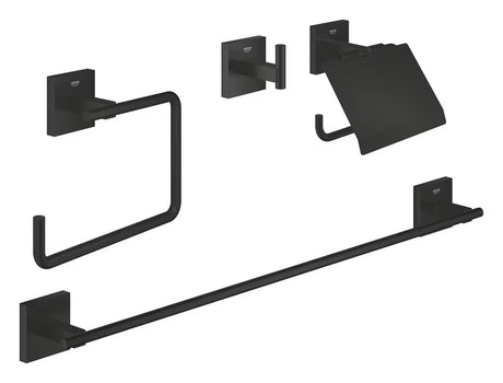Grohe Start Cube komplet kopalniških dodatkov v mat črni barvi s skritim pritrjevanjem