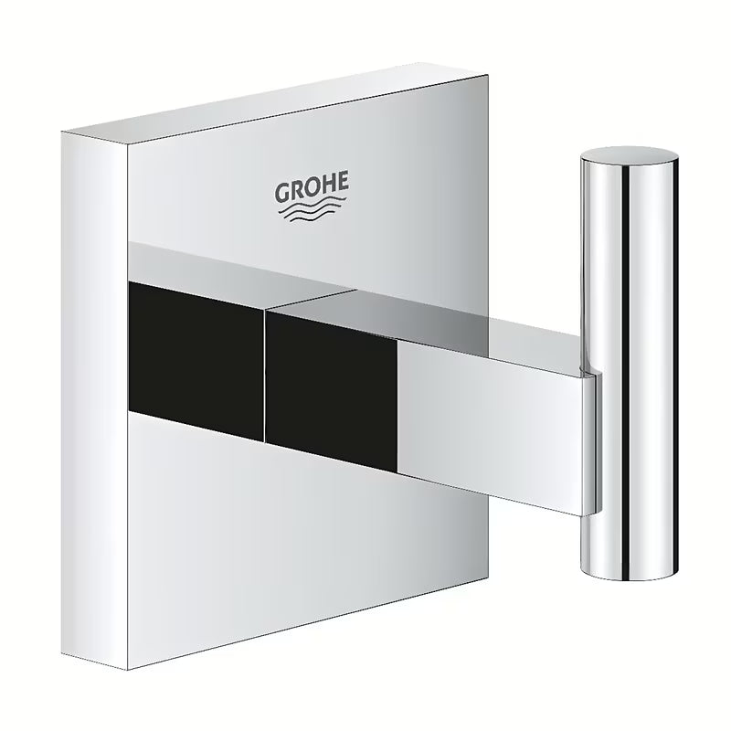 Kovinski kavelj Grohe Start Cube Accessories v krom izvedbi s skritim pritrjevanjem.