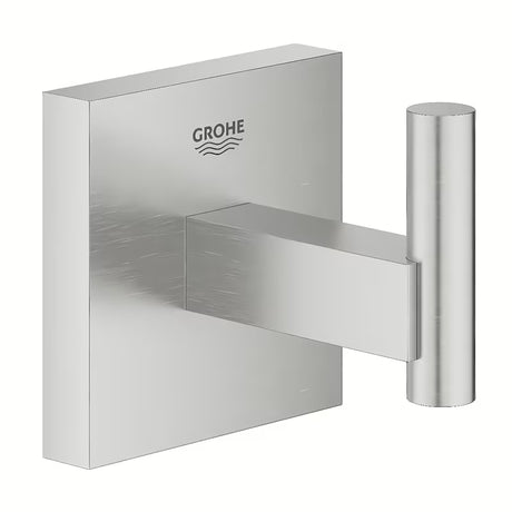 Kovinski kopalniški kavelj Grohe Start Cube Accessories v izvedbi supersteel s skritim pritrjevanjem