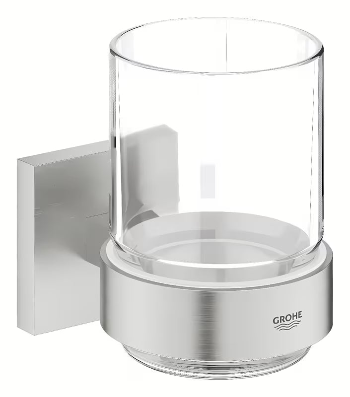 Kozarec z držalom Grohe Start Cube Accessories v izvedbi supersteel s skritim pritrjevanjem