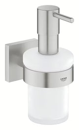 Dozirnik za Milo z držalom Grohe Start Cube Accessories v izvedbi supersteel s stekleno posodico