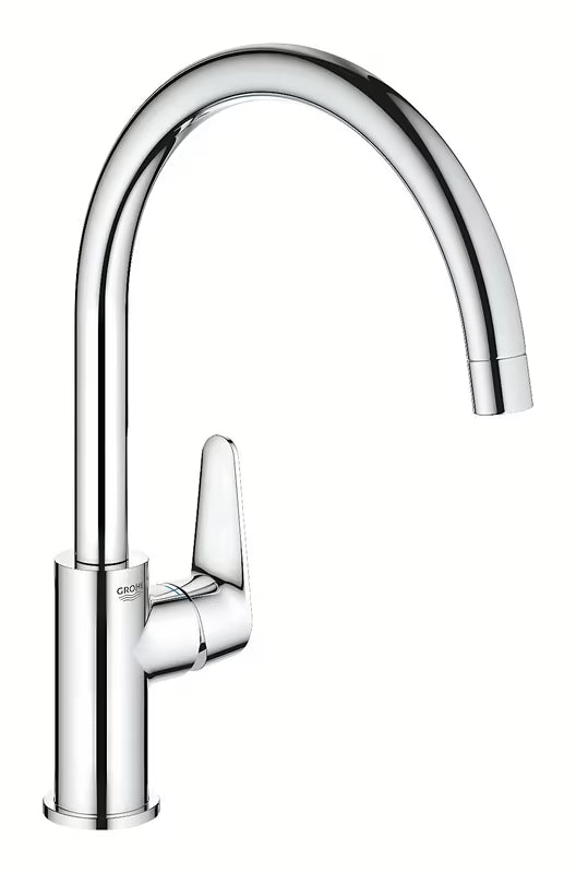 Kromirana enoročna armatura za pomivalno korito Grohe Start Curve z visokim vrtljivim izlivom