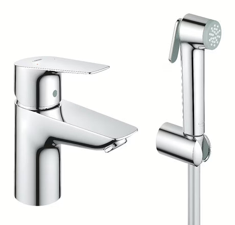 Kromirana armatura za umivalnik Grohe Start Edge z bide prho in varčnim perlatorjem