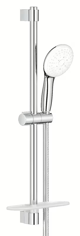 Tuš set Grohe Tempesta v kromu z drogom, kovinsko cevjo in polico GROHE EasyReach