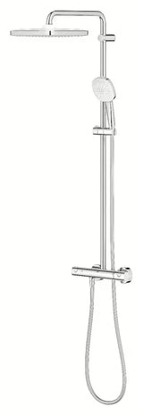 Tušni sistem Grohe Tempesta Cube System s termostatsko armaturo v krom izvedbi z nadglavno in ročno prho