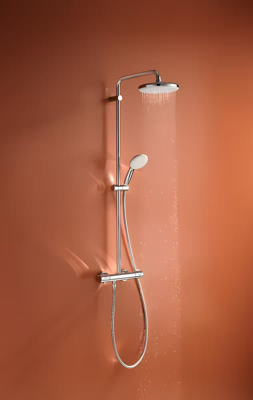 Grohe Tempesta System tušni sistem s termostatsko armaturo v krom izvedbi z nadglavno in ročno prho