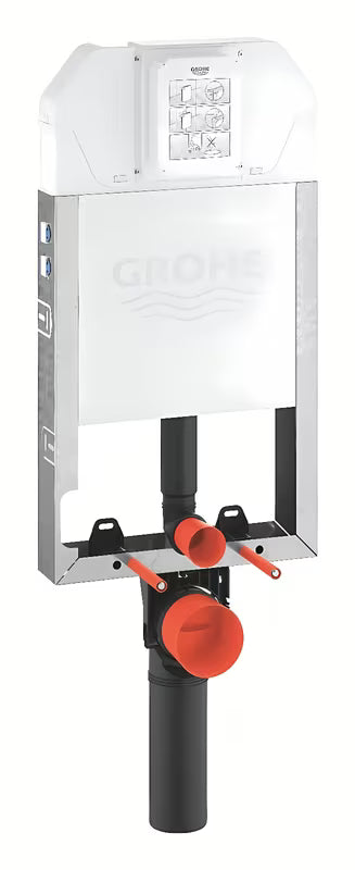 Podometni splakovalnik Grohe Uniset Slim pro za vzidavo s splakovalnim kotličkom Slim 3–6 l in zgornjim dovodom vode.