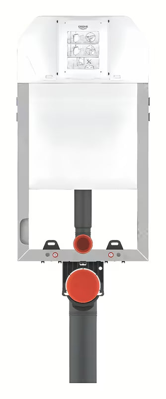 Podometni splakovalnik Grohe Uniset Slim pro za vzidavo s splakovalnim kotličkom Slim 3–6 l in zgornjim dovodom vode.