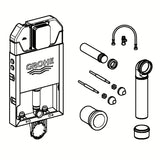 Podometni splakovalnik Grohe Uniset Slim pro za vzidavo s splakovalnim kotličkom Slim 3–6 l in zgornjim dovodom vode.