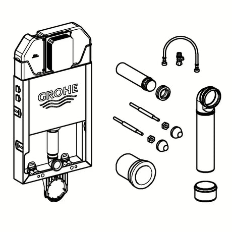 Podometni splakovalnik Grohe Uniset Slim pro za vzidavo s splakovalnim kotličkom Slim 3–6 l in zgornjim dovodom vode.