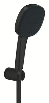 Tuš set Grohe Vitalio Comfort 110 v mat črni barvi z ročno prho, cevjo 1750 mm in stenskim držalom.