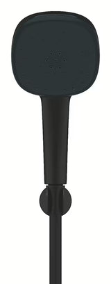 Tuš set Grohe Vitalio Comfort 110 v mat črni barvi z ročno prho, cevjo 1750 mm in stenskim držalom.