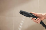 Mat črn tušni sistem Grohe Vitalio Comfort 250 s termostatsko armaturo, z nadglavno in ročno prho