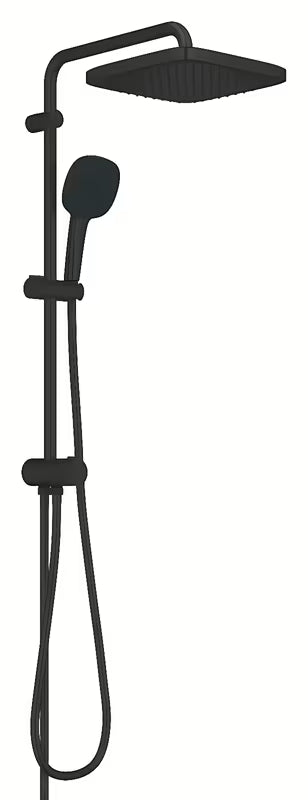 Mat črn tušni sistem Grohe Vitalio Comfort z nadglavno prho 250x250 mm in ročno prho