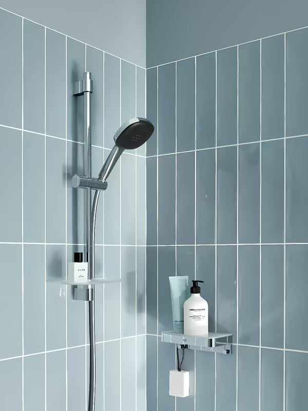 Grohe Vitalio Comfort krom tuš set z ročno prho, letvijo, cevjo in poličko
