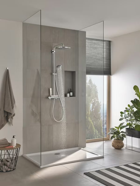 Tušni sistem Grohe Vitalio Joy XXL 310 s termostatom v krom izvedbi z nadglavno in ročno prho