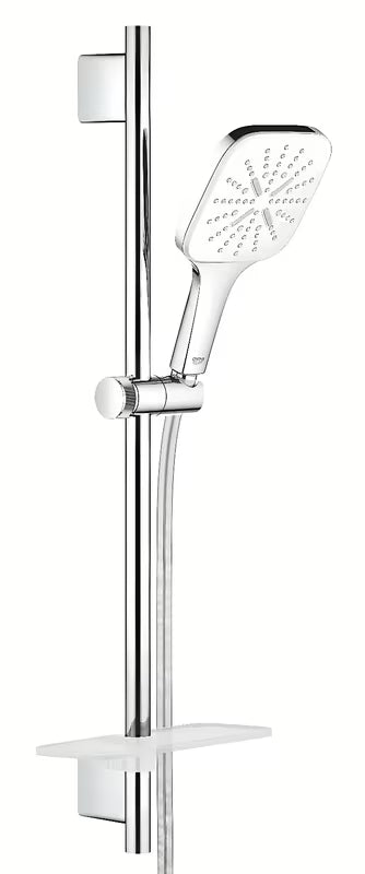 Kromiran tuš set Grohe Vitalio smartactive Cube z ročno prho s 3 curki, drogom, cevjo in polico EasyReach.