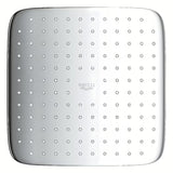 Kvadratna nadglavna prha Grohe Vitalio Comfort 250 Cube v kromu s curkom Rain in belim zadnjim pokrovom.