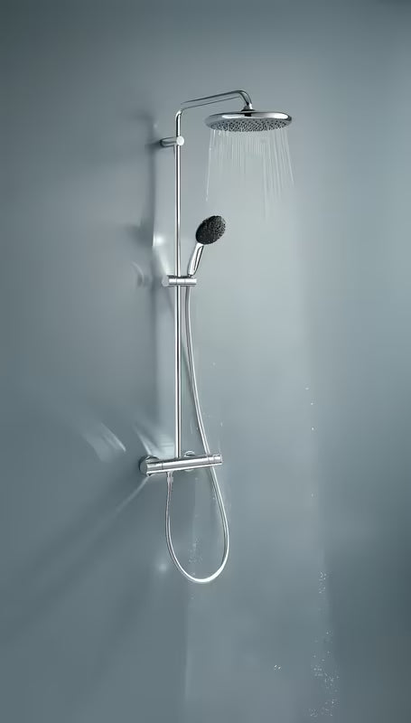 Grohe Vitalio Start System tušni sistem s termostatsko armaturo v kromu z nadglavno in ročno prho