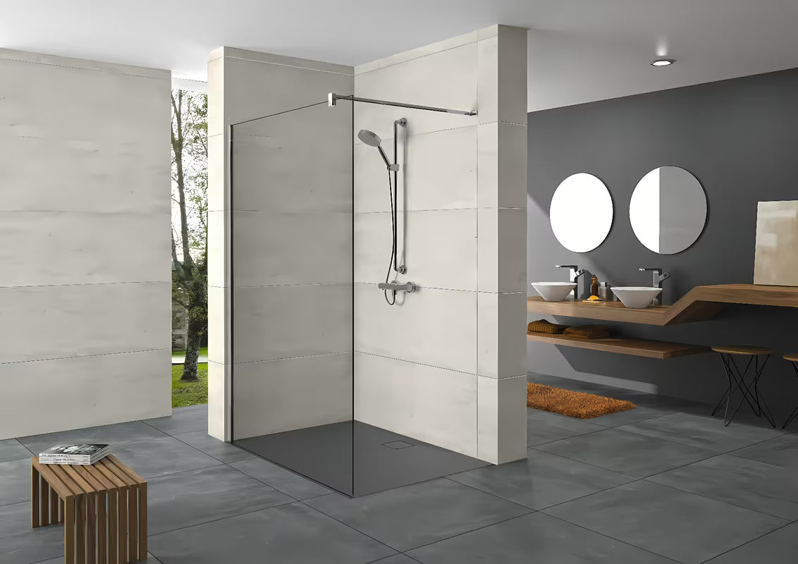 Tuš stena Walk-In Hüppe Design pure 90 cm v sijajnem kromu s prozornim steklom