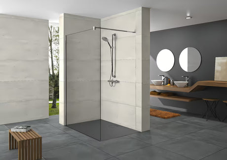 Tuš stena Walk-In Hüppe Design pure 90 cm v sijajnem kromu s prozornim steklom