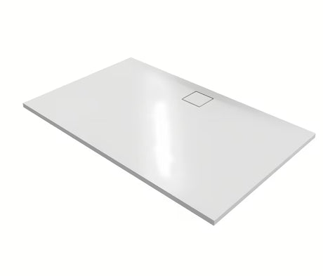 Bela mat pravokotna tuš kad Hüppe easyflat 180x90 cm iz litega marmorja z nizkim profilom