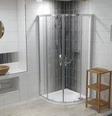 Polkrožna tuš kabina Hüppe Next 90x90 cm s prozornim steklom in profili v sijajnem kromu