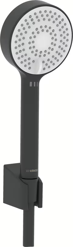 Komplet za Kad Hansa Basicjet v mat črni barvi z ročno prho, držalom in tuš cevjo 1750 mm.