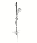 Tuš set Hansa Basicjet v krom izvedbi z ročno prho, drogom, milnikom in cevjo.