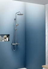 Hansa Micra tušni sistem s termostatsko armaturo u kromu s nadglavnim i ručnim tušem