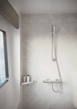 Kromirana kotna polica hansgrohe addstoris iz nerjavečega jekla pro stenska montaža za tuši