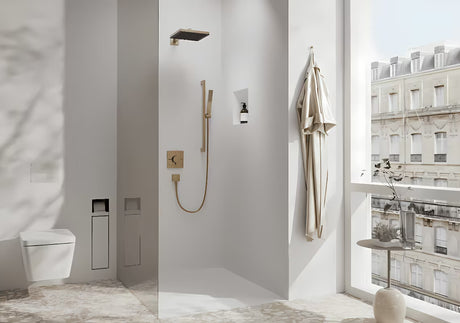 Kavelj za brisače hansgrohe addstoris v izvedbi brušen bron pro za obešanje brisače ali kopalnega plašča.