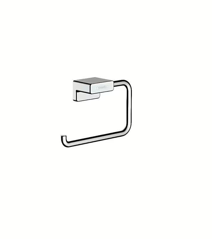 Kromiran stenski držalo za toaletni papir hansgrohe addstoris v minimalistični kovinski izvedbi