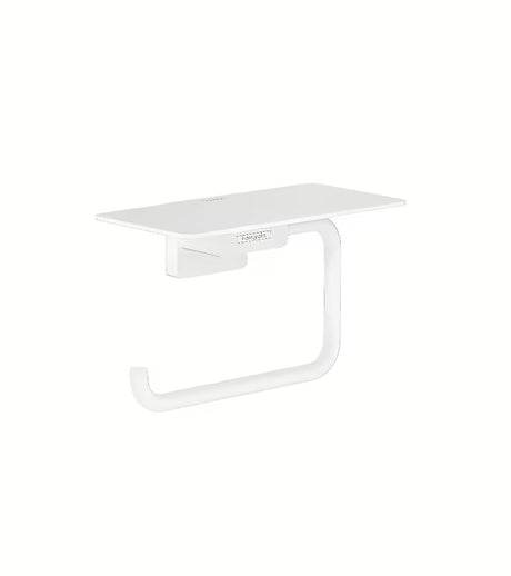 Hansgrohe addstoris držalo za toaletni papir s polico v mat beli barvi pro za stensko montažo.