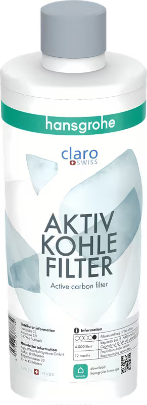 Filter z aktivnim ogljem pro hansgrohe SodaBase pro za izboljšanje okusa in vonja pitne vode